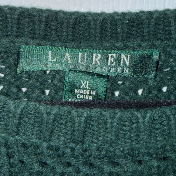 Lauren by Ralph Lauren Women’s Cable Knit Chunky Green Swater Size XL - Picture 3 of 5